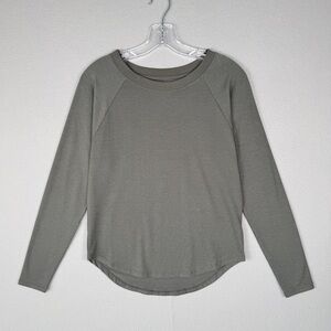 ATHLETA‎ Topanga Long Sleeve Top XXS Flagstone Gray Mesh Back Lightweight Studio